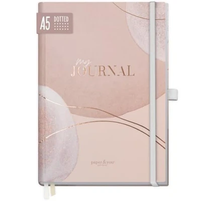 Afbeelding van paper&amp;you® Premium Bullet Journal gestippeld A5 [Soft Beige] Notitieboek 190 pagina&#039;s, dik papier Dagboek met stippenraster duurzaam &amp; klimaatneutraal