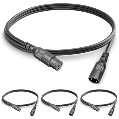 Afbeelding van (Set van 4) 3 polige DMX signaalverbindingskabel, 1,2 m / 4 foot stekker en aansluiting voor signaallicht met XLR kanonstekkers aansluitingen