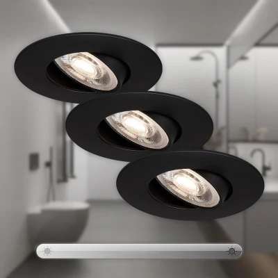 Afbeelding van Briloner Leuchten Inbouwspots 3 stuks Dimbaar LED 5W lichtkleur: warm wit Ø90mm Zwart