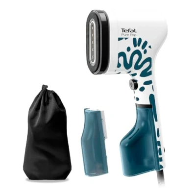 Afbeelding van Tefal Pure Pop Home &amp; Travel stoomborstel, 20 g/min. stoomafgifte, klaar voor gebruik in 15 seconden, padsysteem, veilig stomen, thuis/onderweg, 2 watertanks, Alpenblauw, DT2040E1