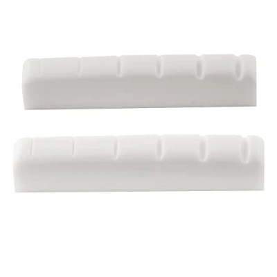 Afbeelding van Musiclily Pro Ureumhars Kunststof 44mm Slotted Topkam Les Paul Platte Bodem voor 6 snarige Single Cut Gitaar,Wit(2 Stuks)