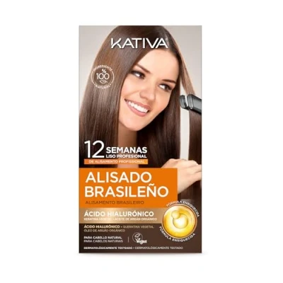 Afbeelding van Kativa Spaarpak gladmakende set met shampoo voor het gladmaken van de post, professioneel thuis, tot 12 weken, keratine