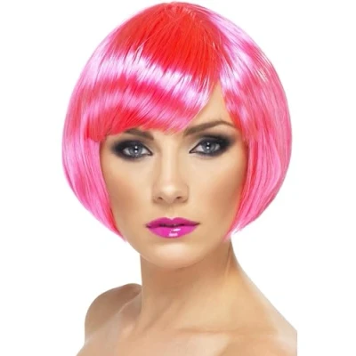 Afbeelding van Smiffys Pruik Bobline Neon roze