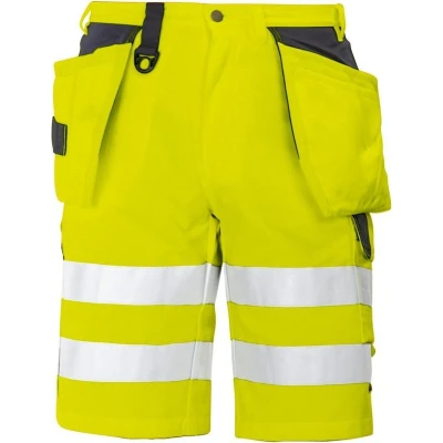 Afbeelding van ProJob 6503 SIGNALISATIESHORT MET SPIJKERZAKKEN EN ISO 20471 KLASSE 2 646503 Geel/Marine C48
