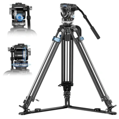 Afbeelding van SIRUI SQ75+VHS10 Koolstofvezel Video Statief Kit, Professionele Heavy Duty Fluid Head Statief, 182 cm met 7 Staps Contra balans, 4 Stap Pan/Tilt Hydraulische Demping, Max Belasting 10 kg
