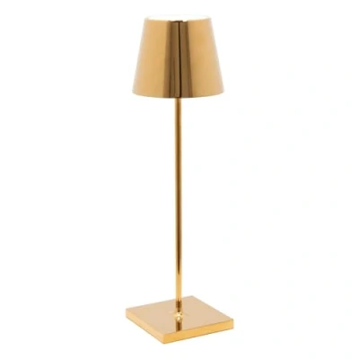 Afbeelding van Zafferano Poldina Pro Draadloze Oplaadbare LED Tafellamp Dimbare Touchlamp met Galvanische Afwerking Temp. Licht 2700 3000K Aluminium H38 (Glanzend Goud)
