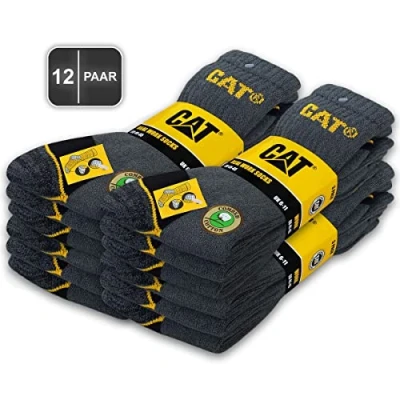Afbeelding van Caterpillar 12 Paar CAT REAL WORK SOCKS Dames Heren Werksokken Zakelijke Sokken Kousen Maatselectie 35 50 (46 50, Grijs)
