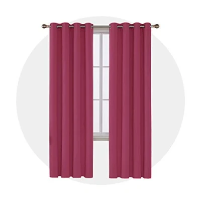 Afbeelding van Deconovo verduisterende gordijn voor slaapkamer of woonkamer, warmte geïsoleerde verlichting, vermindert rimpels, 132,1 x 213,4 cm, roze