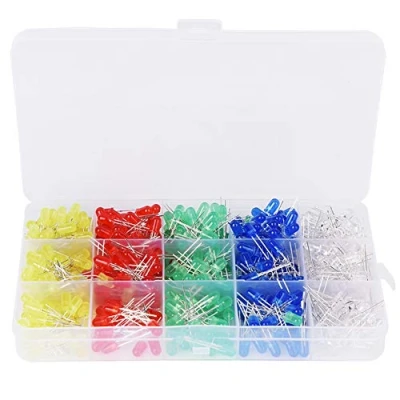 Afbeelding van 500 stks 5 mm LED licht Diverse kit kleuren Elektronische componenten Verlichtingsprojecten Rood Geel Groen Blauw Wit indicatielampjes