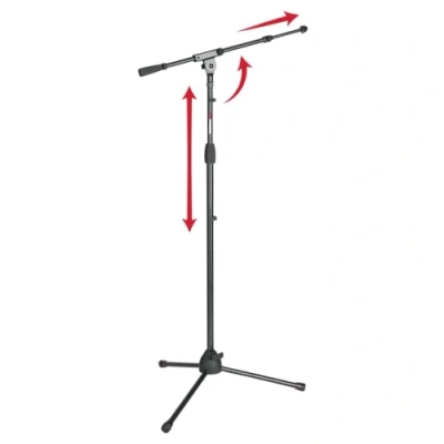 Afbeelding van Gator Frameworks Driepoot Microfoonstatief met Soft Grip Twist Clutch, Boom Arm, en zowel 3/8&quot; 5/8&quot; Adapters; Min/Max Hoogte 6&quot;/99&quot; (GFW MIC 2020), Zwart