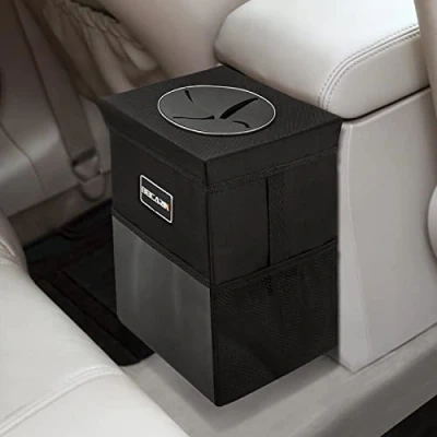 Afbeelding van Autoprullenbak met deksel Autoprullenbak, hangend, opbergzakken, lekvrije auto organizer, opvouwbaar, draagbaar, waterdicht, vuilnisbak, voor in de auto, multifunctionele, prullenbak,