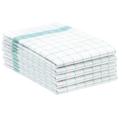 Afbeelding van ZOLLNER Set van 5 katoenen theedoeken, 50 x 70 cm, super absorberende en duurzame keukendoeken, wasbaar tot 95 C, in turquoise wit geruit, gastronomiekwaliteit, Oeko Tex® gecertificeerd