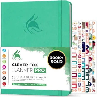 Afbeelding van Clever Fox Planner PRO Wekelijkse &amp; maandelijkse Life om de productiviteit, het tijdmanagement en behalen van uw doelen te verhogen Organizer, Ongedateerd, A4 Formaat Smaragd