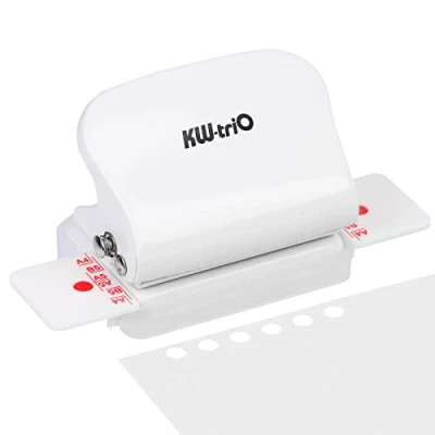 Afbeelding van REAQUE Perforator voor ordners, 6 voudige perforatie, kantoorperforator van metaal, 5 vellen, papierformaten A4/A5/B5, klein en draagbaar, eenvoudig te gebruiken
