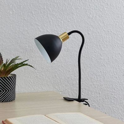Afbeelding van Lindby Klemlamp 1licht staal H: 21 cm E14 mat zwart, messing