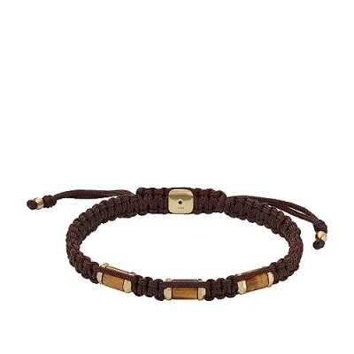 Afbeelding van Fossil JF04471710 Armband leder staal bruin goudkleurig zwart 8 mm