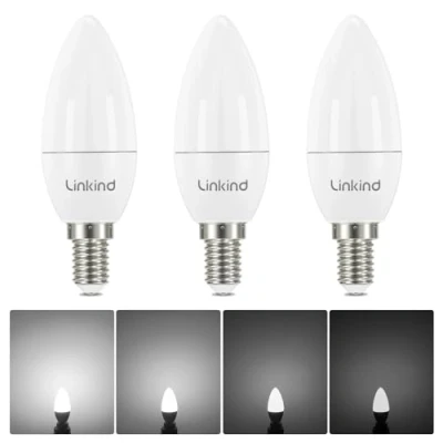 Afbeelding van Linkind Ledlamp, dimbaar, E14, kaarsvorm, 5 W, komt overeen met 40 koud wit 5000 K, 470 lm, kaars B35 kleine schroefbasis, dimbare lamp 220 240 V, 3 stuks