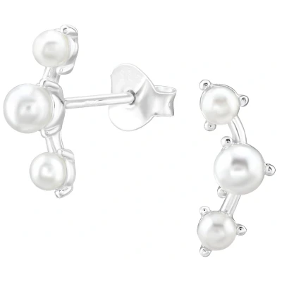 Afbeelding van JoyS Zilveren pareltjes oorbellen 3 parels 4 x 13 mm sterling zilver 925