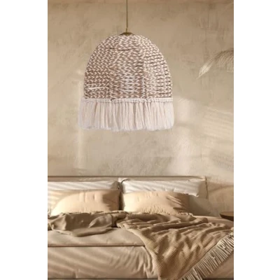 Afbeelding van Hanglamp Wala D30cm Metaal Goud en Katoen Beige Wit Menzzo