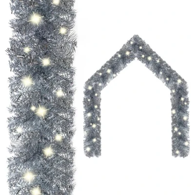 Afbeelding van Kerstslinger met LED lampjes 10 m zilverkleurig