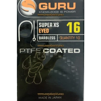 Afbeelding van Guru Super XS (10 pcs) Barbless Eyed Maat : Size 16
