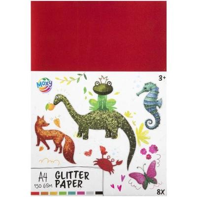 Afbeelding van Glitter Papier A4, 8 Vellen en Kleuren