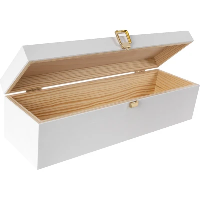 Afbeelding van Creatieve Deco Wit Houten Wijnkist Cadeau Opberger 1 Fles 35,1 x 11 10 cm Kerstmis, Bruiloft, Valentijnsdag, Verjaardag Met sluiting