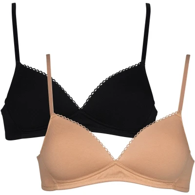 Afbeelding van My Basic by After Eden voorgevormde bh zonder beugel (set van 2) beige/zwart