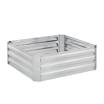 Afbeelding van Relaxdays moestuinbak metaal zonder bodem 30x90x90 cm kruidenbak plantenbak buiten grijs