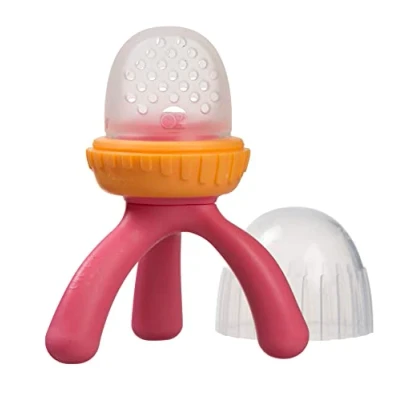 Afbeelding van B.BOX roze fopspeen, babyfopspeen met statief, babyvoeding 5 maanden + siliconen in levensmiddelenkwaliteit, veilig voor groenten en fruit stukken