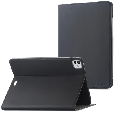 Afbeelding van Apple iPad Pro 13 (2024) M4 Hoes: Accezz Classic Tablet Case Bookcase Zwart Siliconen En TPU (zacht) Hoezen