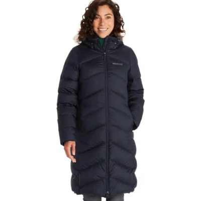 Afbeelding van Marmot Dames Wm&#039;s Montreaux Coat, Lichte donsjas, 700s Fill Power, warme parka, stijlvolle winterjas, waterafstotend, winddicht, Midnight Navy, XL