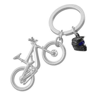 Afbeelding van Metalmorphose Sleutelhanger Sport Mountain Bike met Helm Zilver Nice thingZ