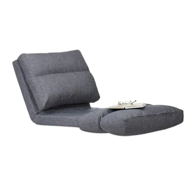 Afbeelding van relaxdays loungestoel relaxzetel verstelbare rugleuning vloerkussen ligkussen grijs