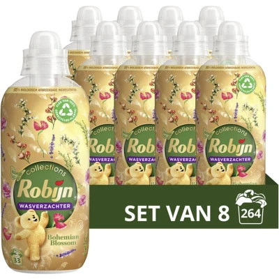 Afbeelding van 8x Robijn Wasverzachter Bohemian Blossom 33 Wasbeurten 825 ml