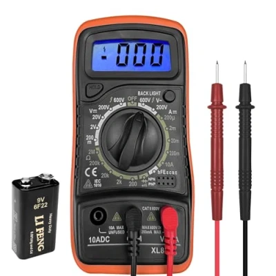 Afbeelding van WinGluge Digitale multimeter, ampèremeter, voltmeter, ohmmeter, professioneel, 2000 rekeningen, met lcd achtergrondverlichting, voor het meten van AC/DC spanning, weerstand, continuïteit, diodes