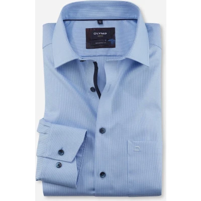 Afbeelding van OLYMP Luxor modern fit overhemd lichtblauw twill (contrast) Strijkvrij Boordmaat: 38