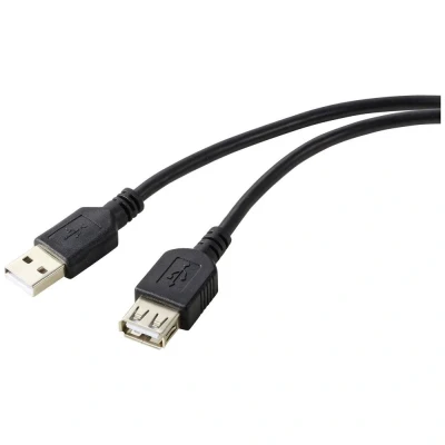 Afbeelding van Renkforce USB kabel 2.0 A bus, stekker 0.50 m Zwart PVC mantel RF 5771510