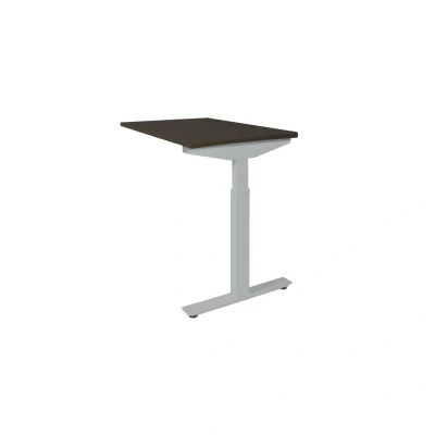 Afbeelding van Linesto Plus aanbouwtafel, hoogte instelbaar (65 85cm) met 120x60cm logan eiken 25mm blad en aluminium (RAL9006) t poot frame rechte tenen