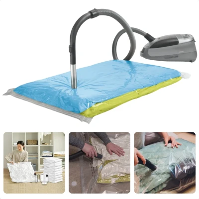 Afbeelding van Cheqo® XXL Vacuümzak voor Kleding Opbergzak Reiszak Luchtdicht Ventiel Ruimtebesparend 80x120 cm Ideaal Opbergen