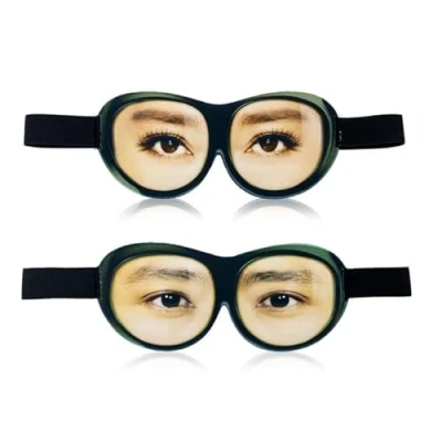 Afbeelding van VIKSAUN 2 stuks oogmasker met open ogen, slaapmasker, zachte pluizige slaapoogmaskers rustoogmaskers, grappig oogmasker, zijden om te slapen, voor nacht, reizen, dutje, meditatie (2 stuks)