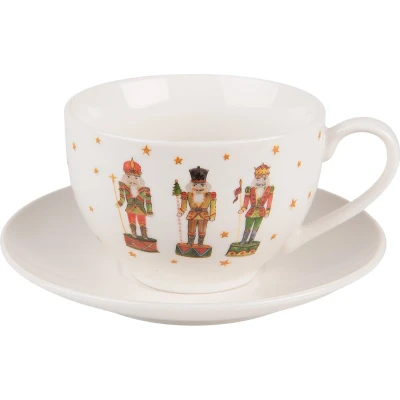 Afbeelding van Clayre &amp; Eef Kop en schotel 200 ml Beige Porselein Notenkrakers Servies