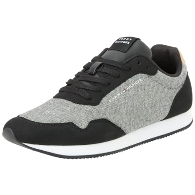 Afbeelding van Tommy Hilfiger Heren LO Runner Mix Chambray Sneaker, Zwart, 11 UK, 46 EU