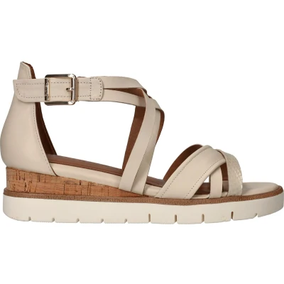 Afbeelding van Tamaris 12820542 Sandalen met sleehak, Dames, Maat: 41, Beige Leer/ synthetisch