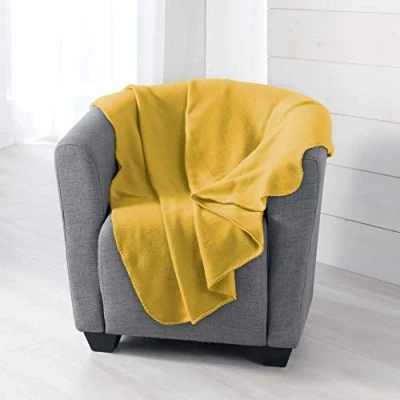 Afbeelding van Douceur d&#039;Intérieur Snowy PLAID, polyester, geel, 125 x 150 cm