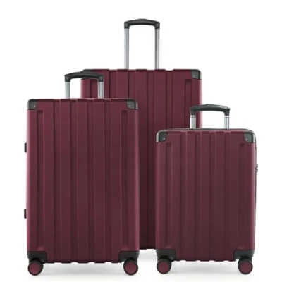 Afbeelding van HAUPTSTADTKOFFER Q Damm set van 3 koffers handbagage koffer 54 cm, middelgrote 68 cm + grote reiskoffer 78 harde schaal ABS, TSA, Bourgondië