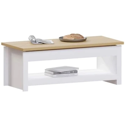Afbeelding van Vida Designs Arlington Salontafel Sliding Top Met Opslag 1 Plank MDF Woonkamer (Wit)