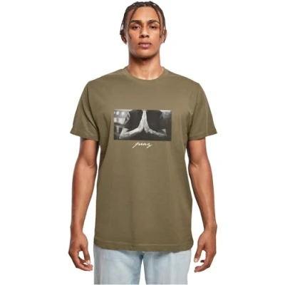 Afbeelding van Mister Tee PRAY Tshirt print, Heren, Maat: XL, Olive