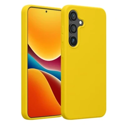Afbeelding van kwmobile telefoonhoesje geschikt voor Samsung Galaxy S25 Hoesje met siliconen coating Smartphone case in stralend geel