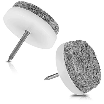 Afbeelding van Navaris viltjes met spijker Set Van 20 viltglijders 20x vloerbeschermer 24 mm Antikras meubelonderzetters vilt en kunststof Rond Wit